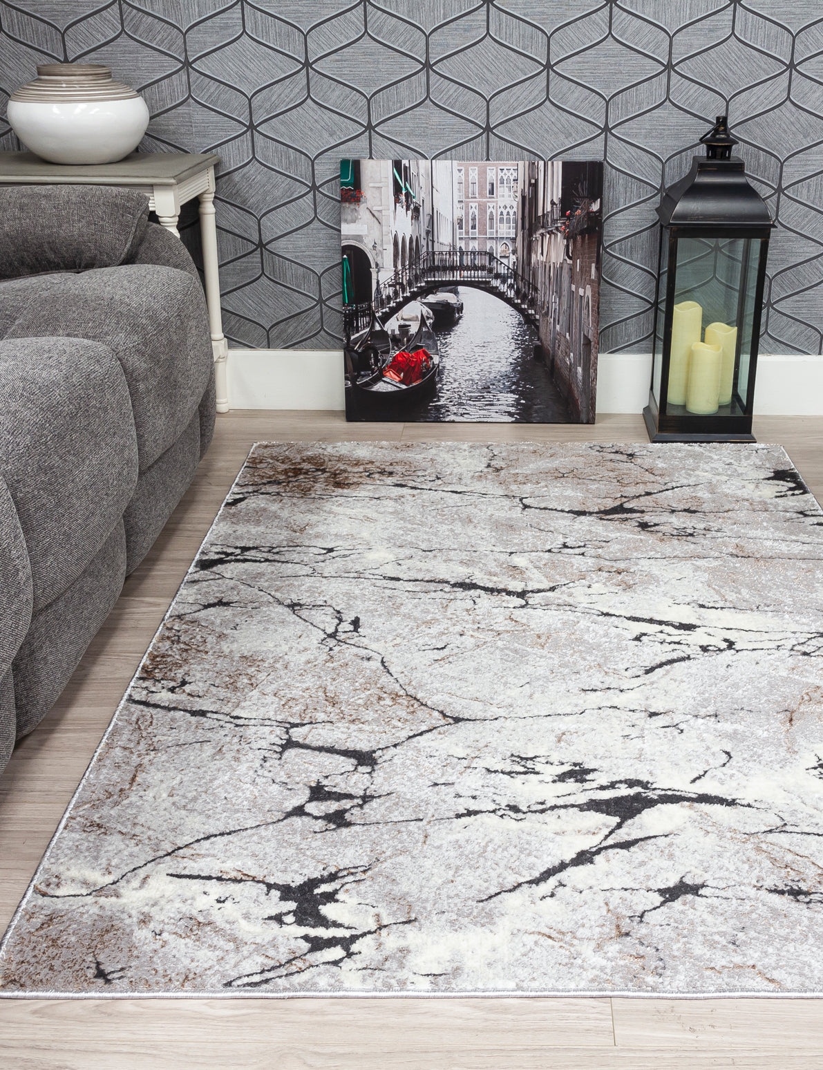 Glitz Marble Grey Rugs