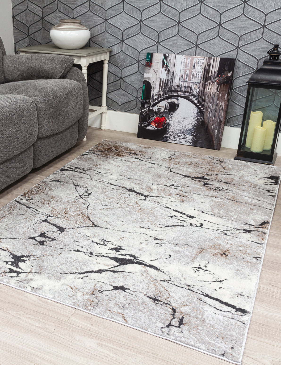 Glitz Marble Grey Rugs