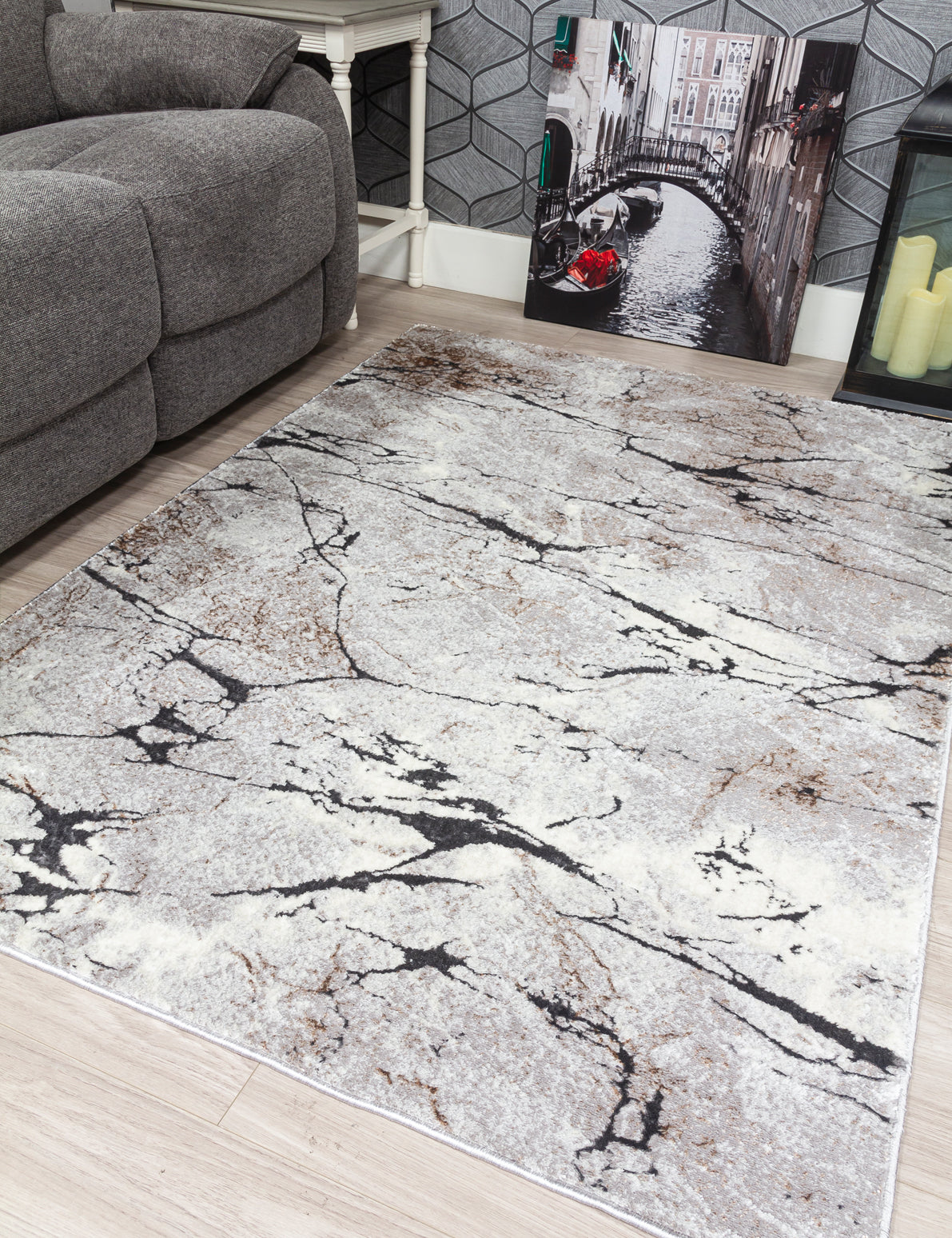 Glitz Marble Grey Rugs