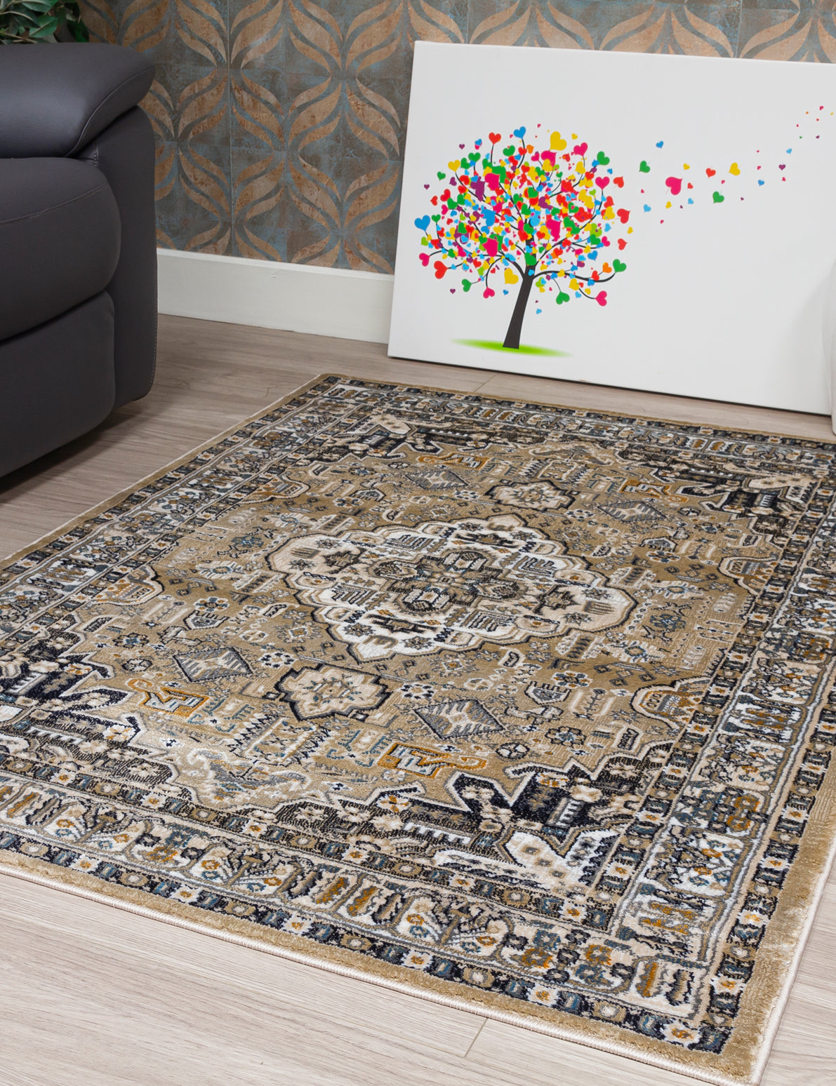 Aziza Medallion Beige Patterned Rugs – Sheepbridge Sofas & Beds