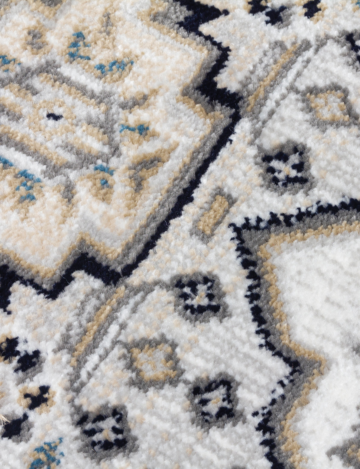 Aziza Medallion Patterned Grey Rugs