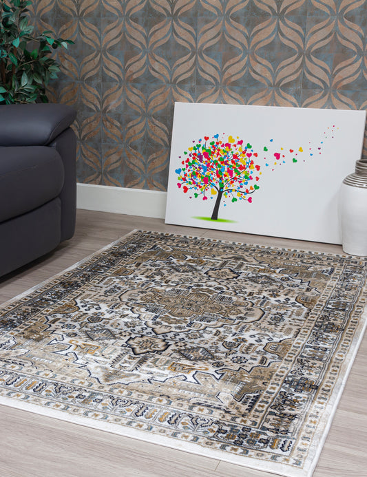 Aziza Medallion Natural Patterned Rugs