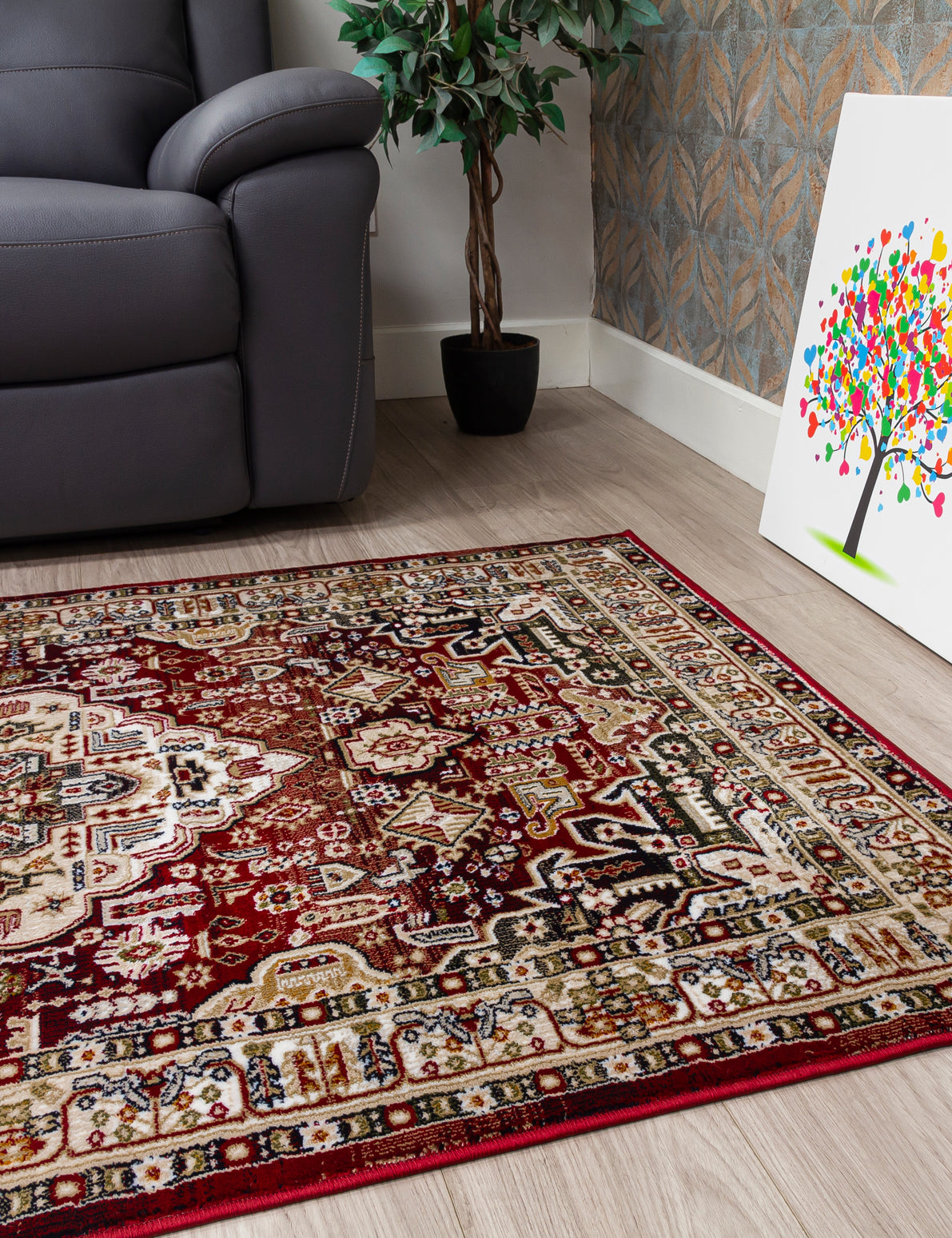 Aziza Medallion Red Patterned Rugs