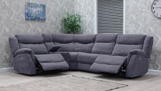 Lorenza Power Recliner Corner Sofas Grey Fabric