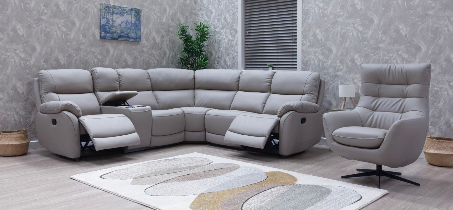 Pandora Half Leather Bisque Recliner Sofas