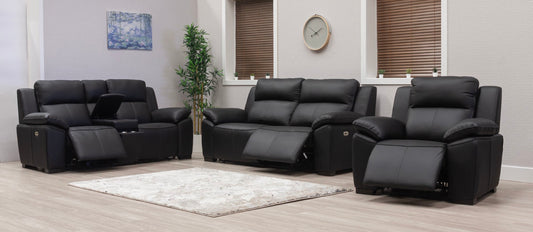 Griffin Black Full Leather Power Reclining Sofas
