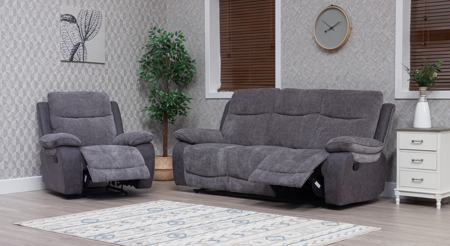 Carina Recliner Sofas - Pewter Grey Two Tone