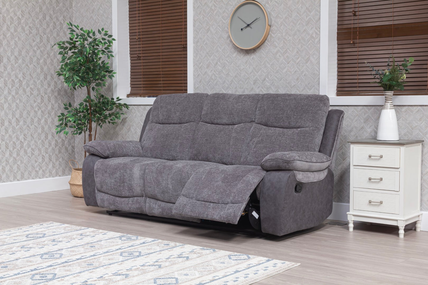 Carina Recliner Sofas - Pewter Grey Two Tone