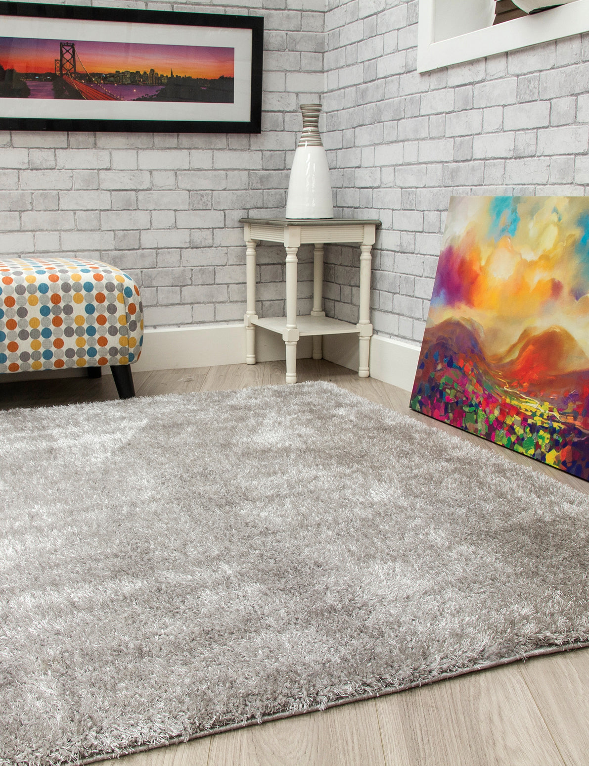 Plush Shaggy Rugs Light Grey