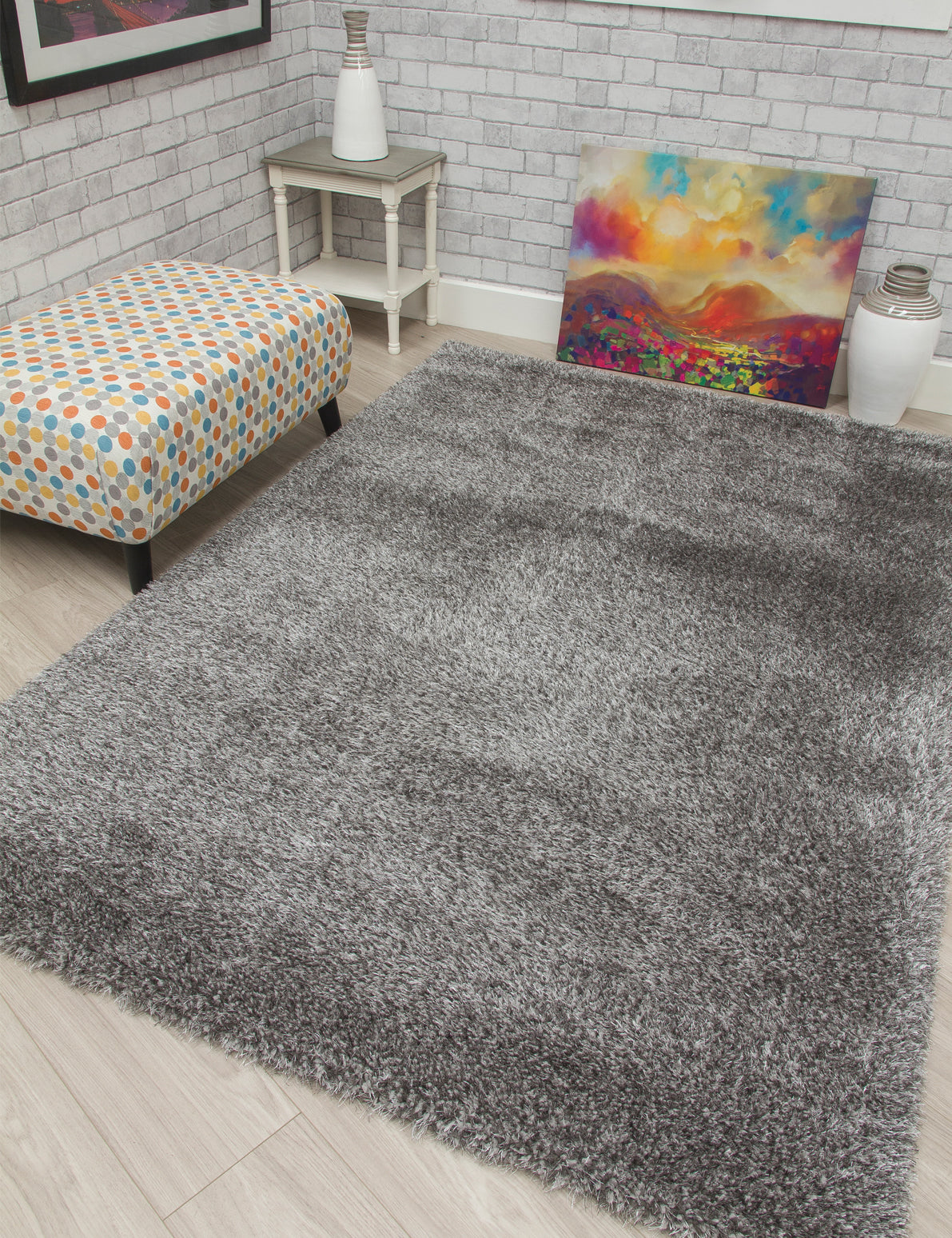 Plush Shaggy Rugs Dark Grey