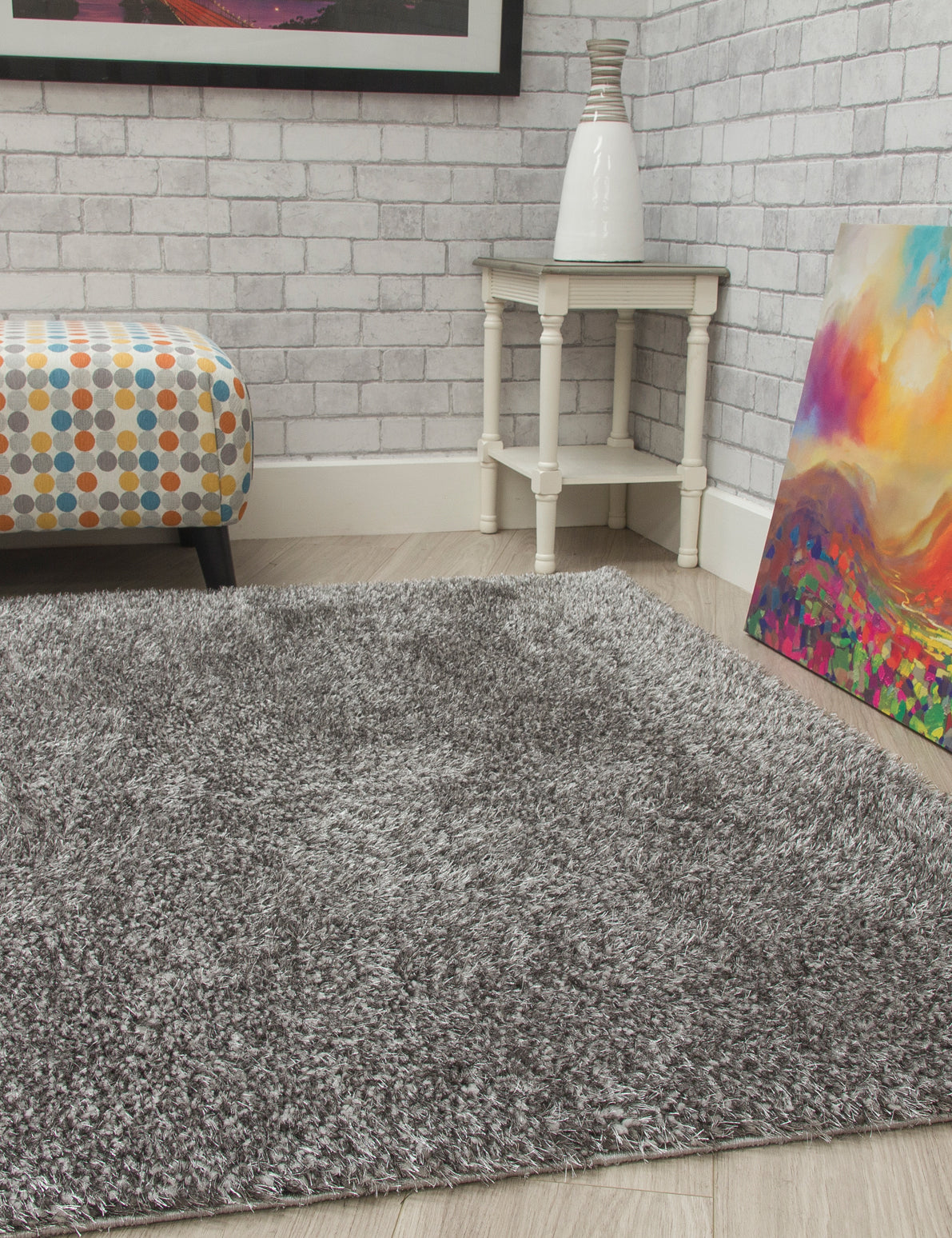 Plush Shaggy Rugs Dark Grey