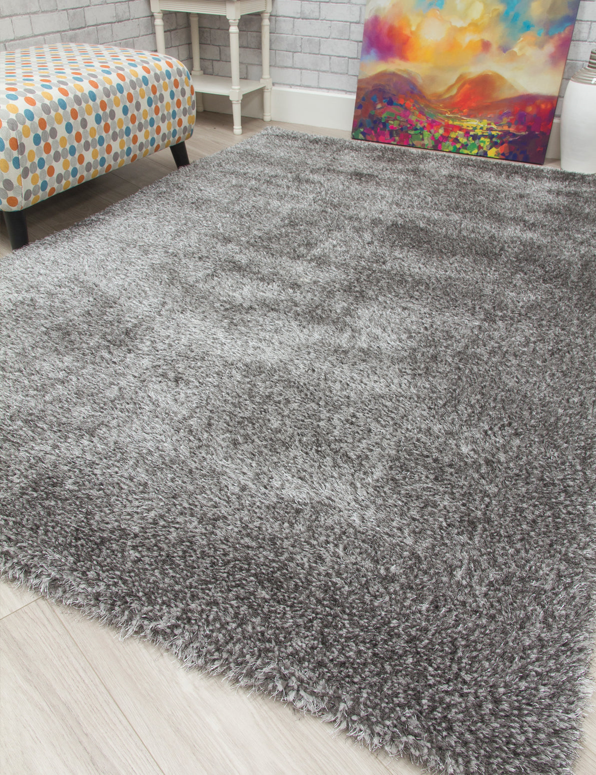 Plush Shaggy Rugs Dark Grey