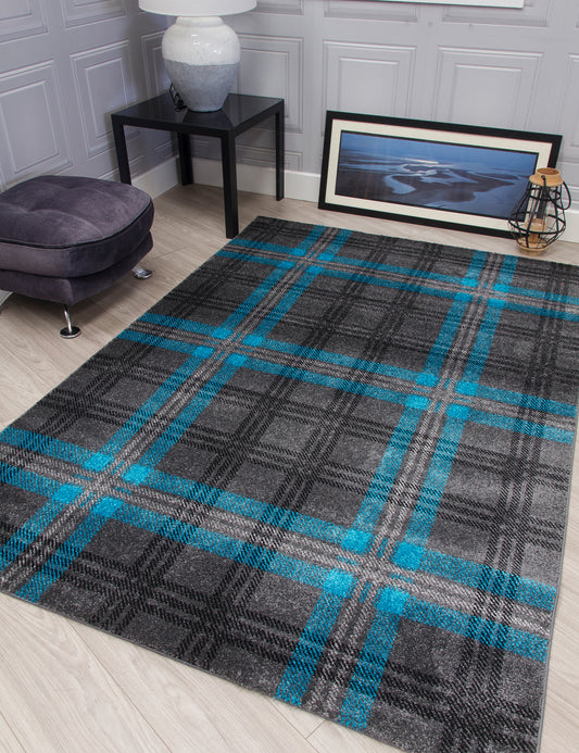 Glendale Grey/Teal Tartan Rugs
