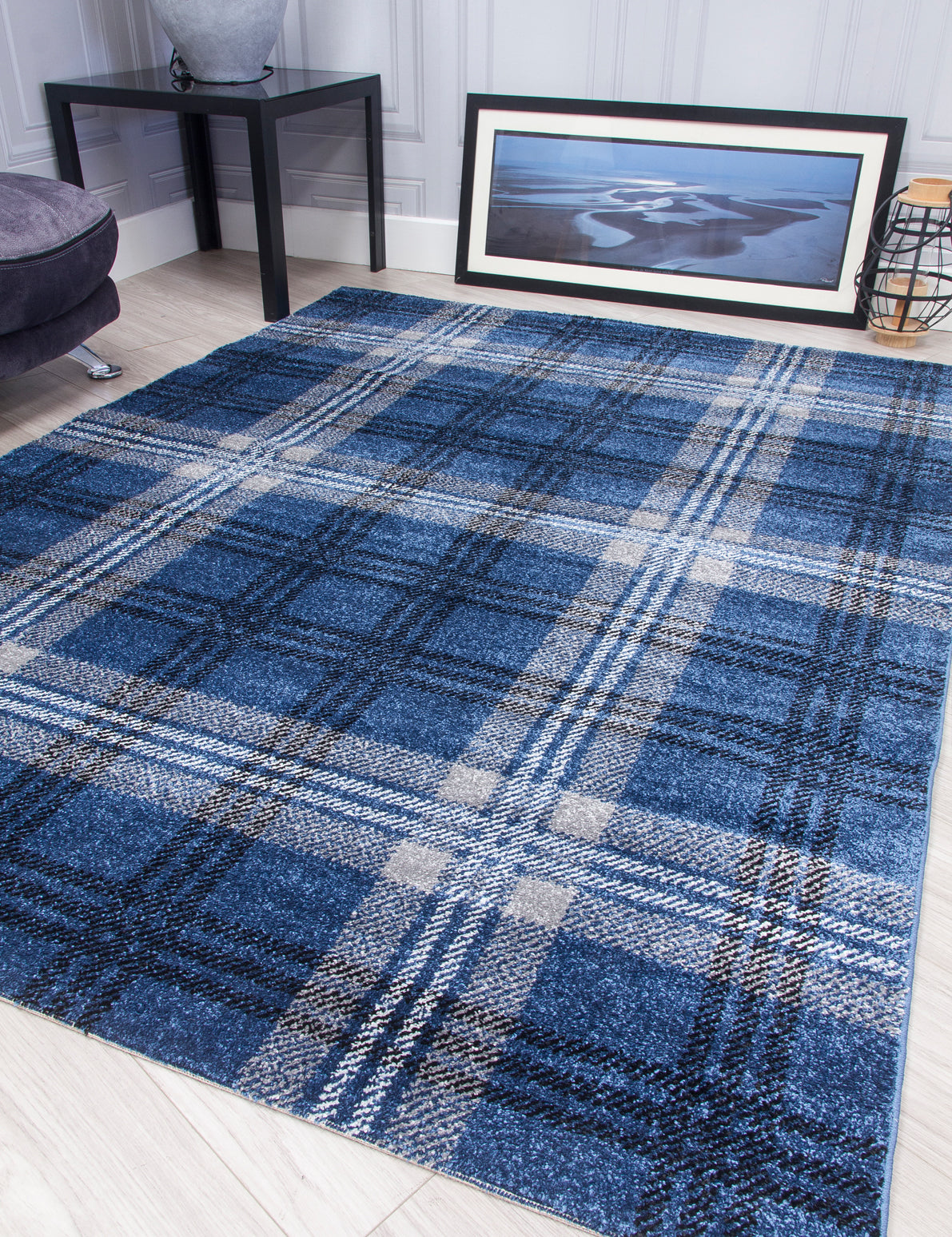 Glendale Grey/Navy Tartan Rugs
