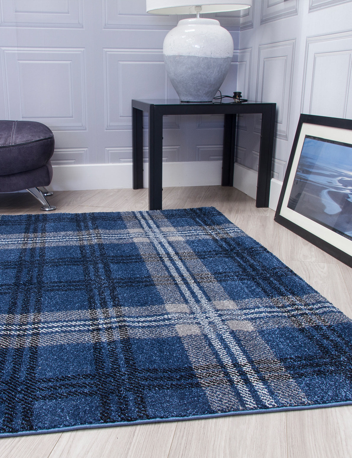 Glendale Grey/Navy Tartan Rugs