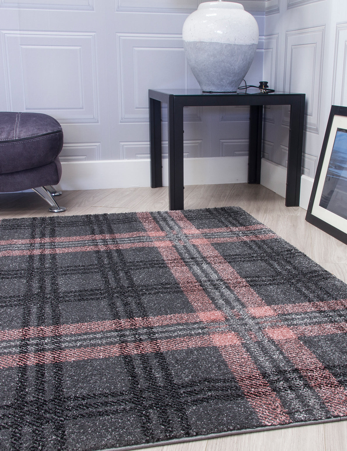 Glendale Grey/Pink Tartan Rugs