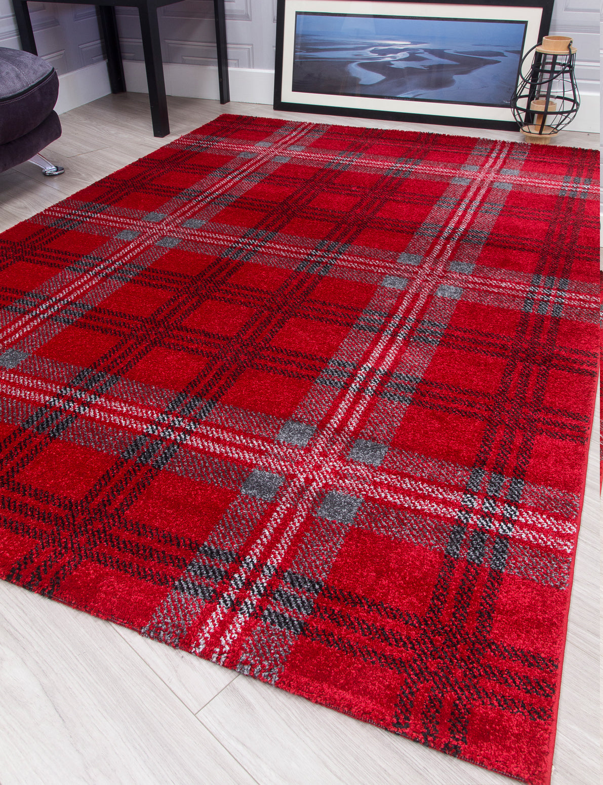 Glendale Red/Grey Tartan Rugs