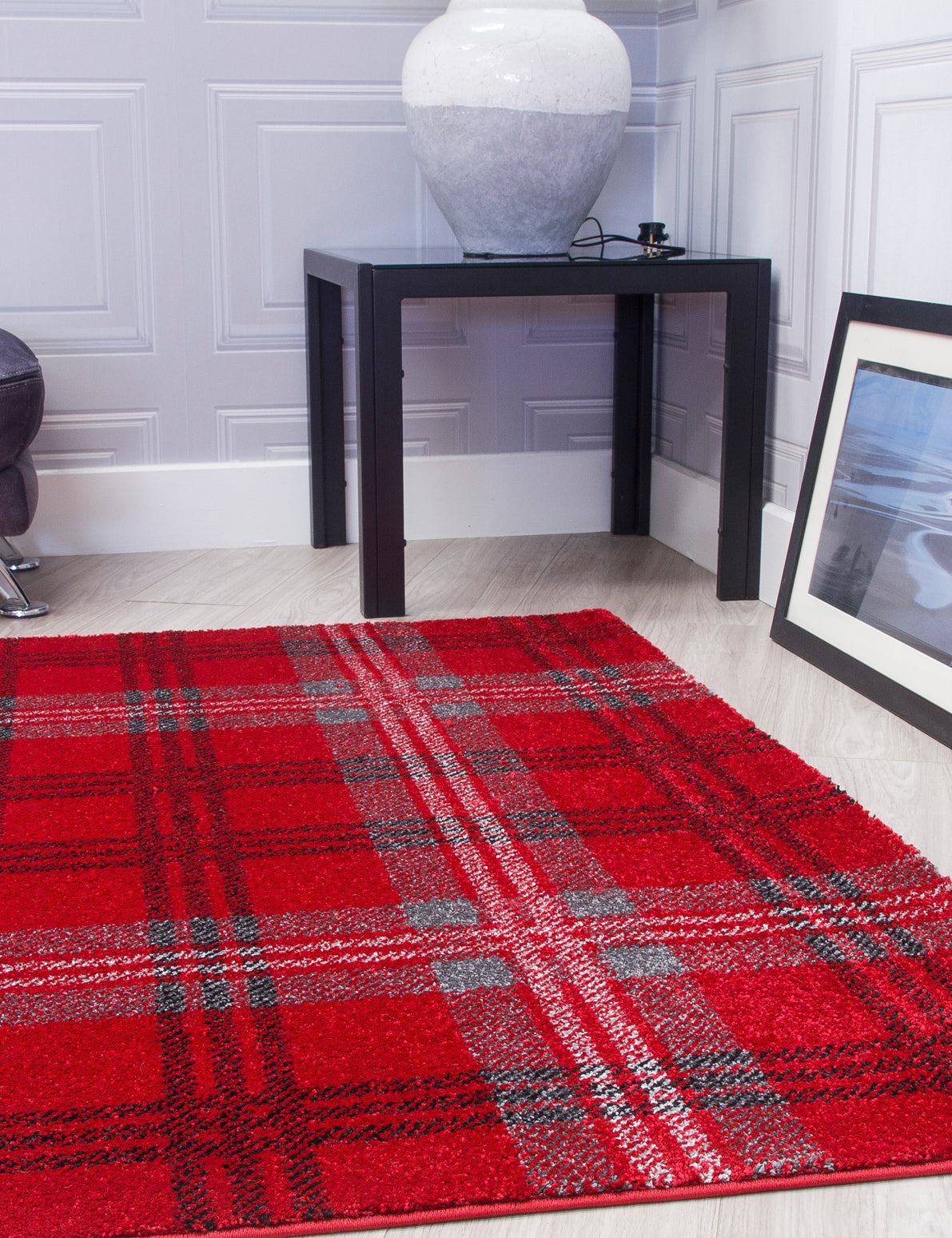 Glendale Red/Grey Tartan Rugs