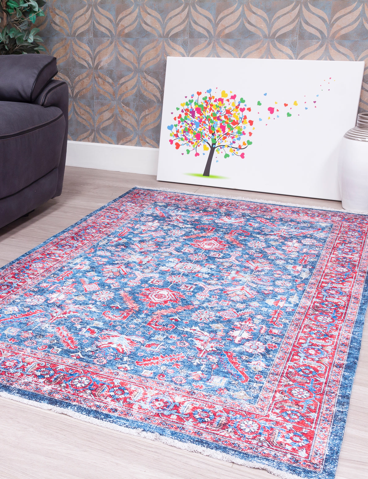 Modena Rug Modena Kali Red/Blue Patterned Rugs – Sheepbridge Sofas & Beds