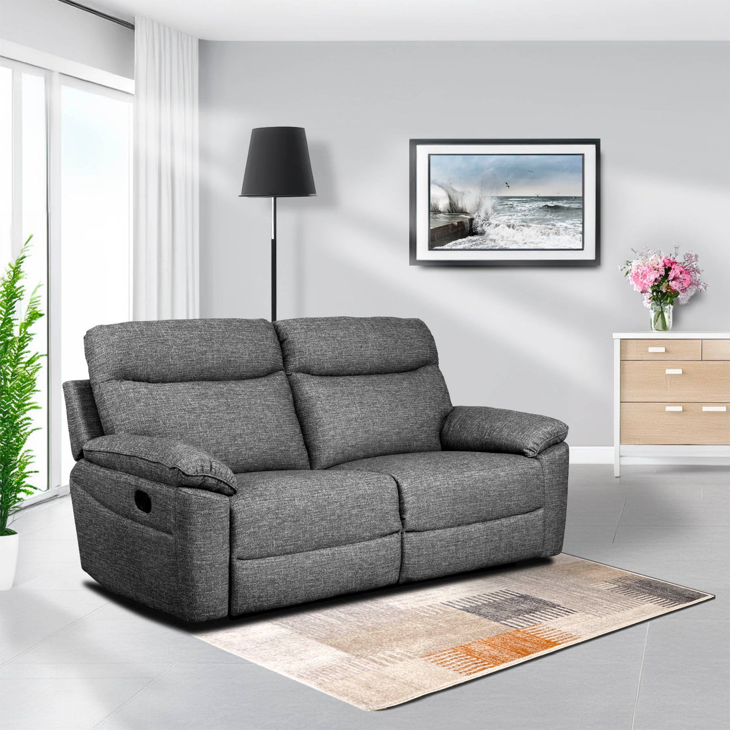 Dunluce Recliner Sofas - Dark Grey Fabric