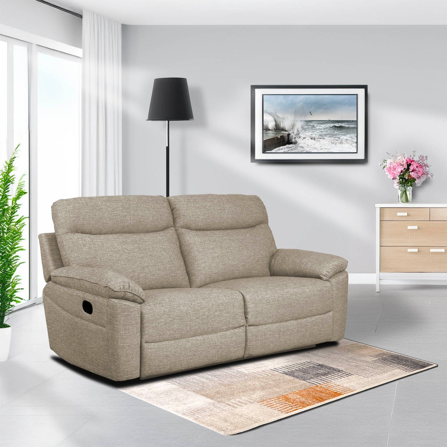 Dunluce Recliner Sofas - Oatmeal Fabric