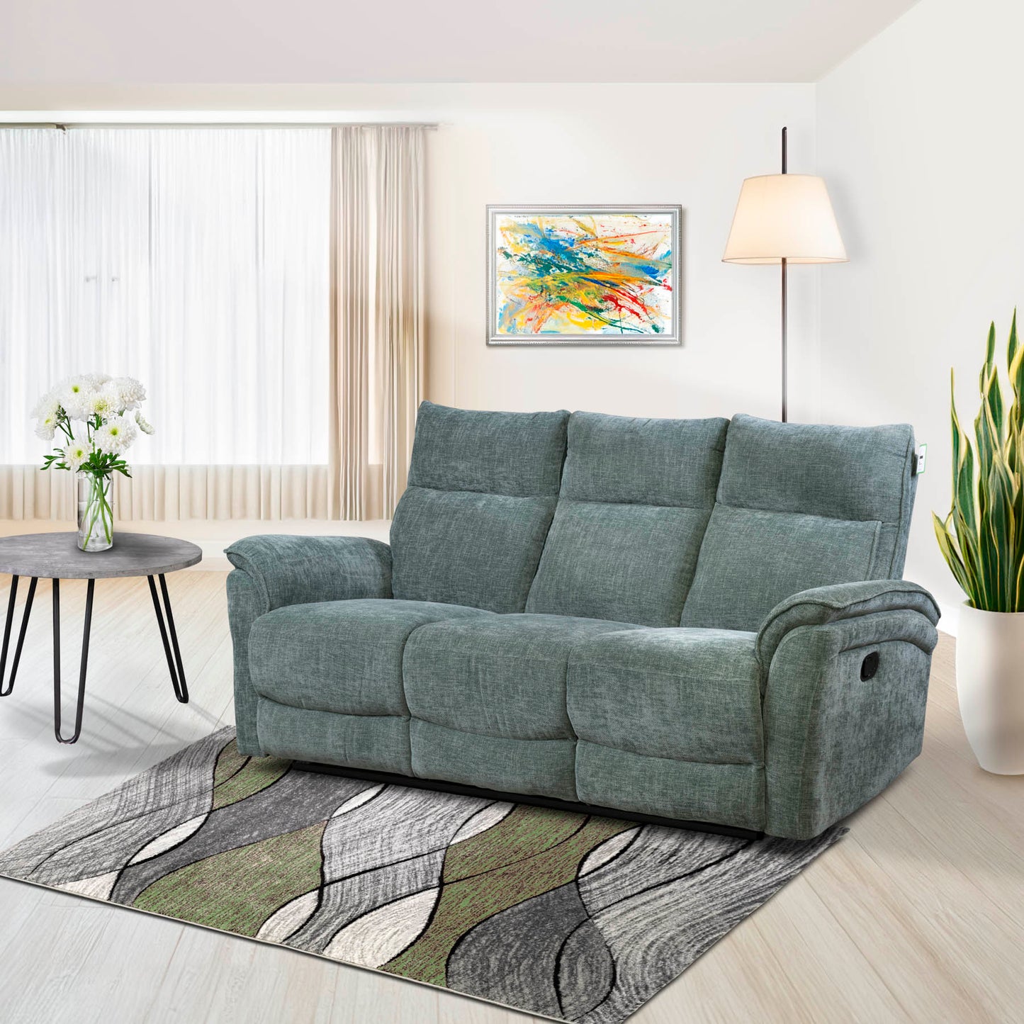 Liberty Recliner Sofas - Dusty Green Fabric