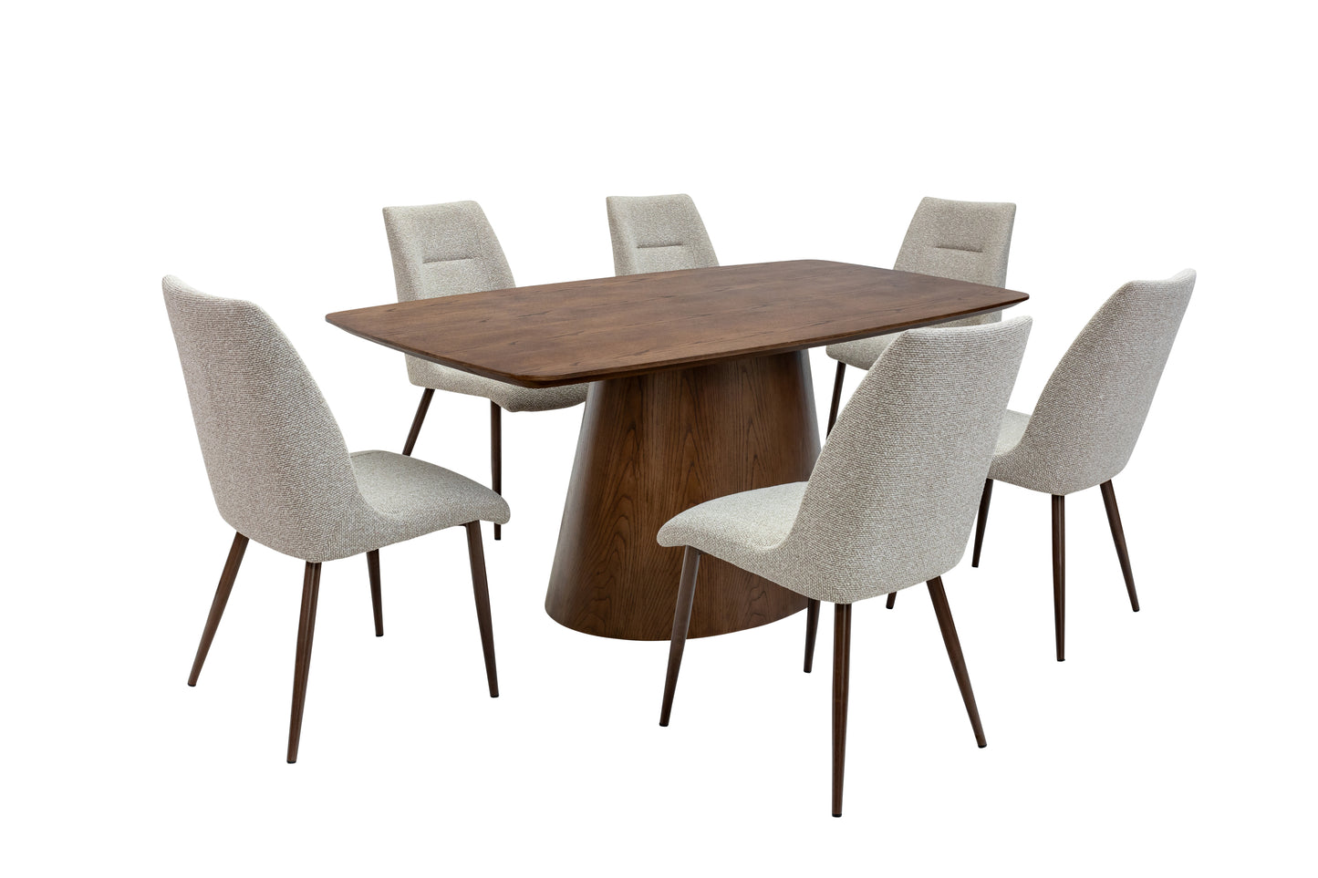Richmond 1.8m Chestnut Oak Veneer Dining Table Set + 6x Gilford Natural Yarn Dining Chairs
