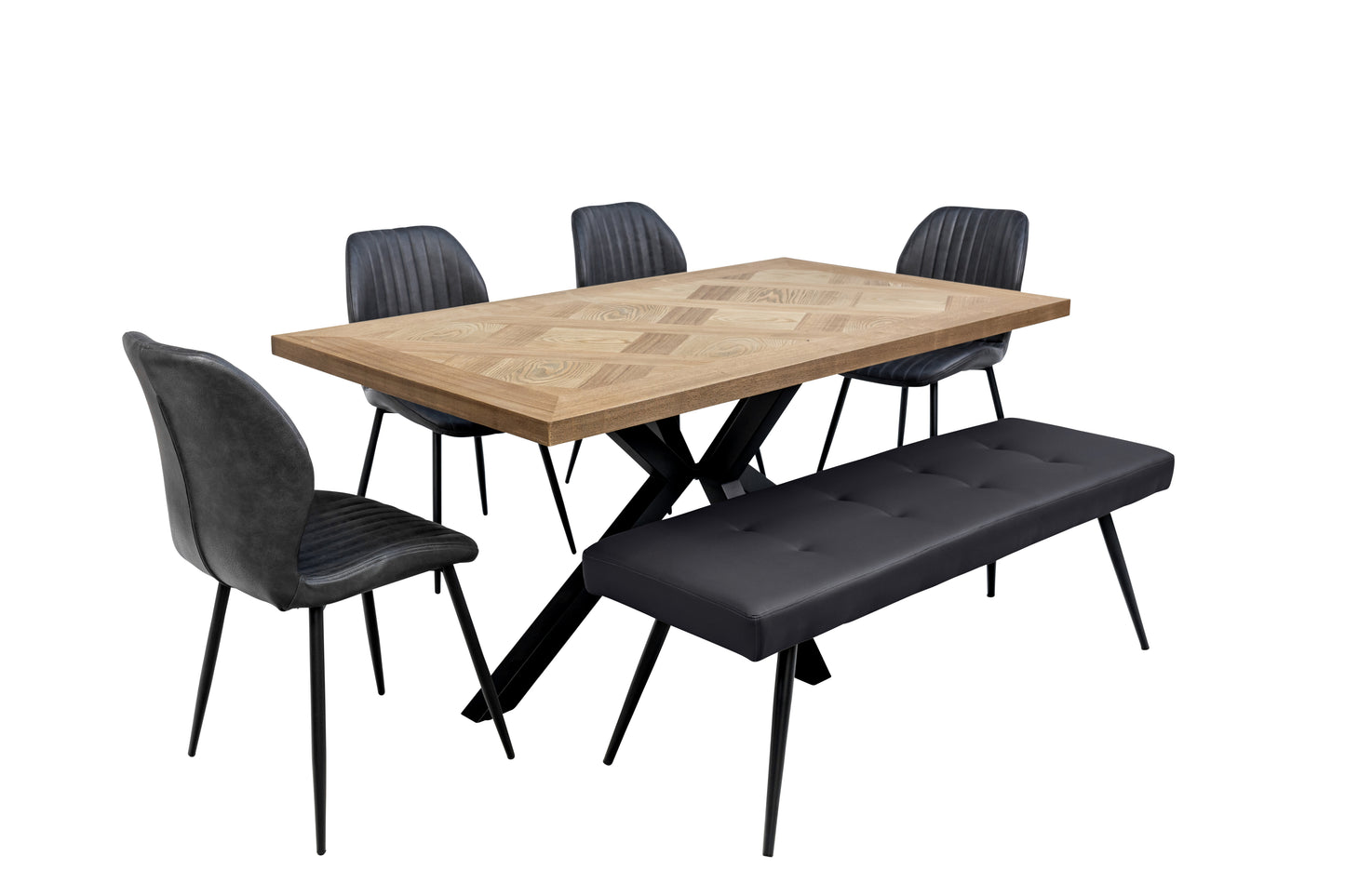 Lisburn Charcoal Faux Leather 1.35m Dining Bench