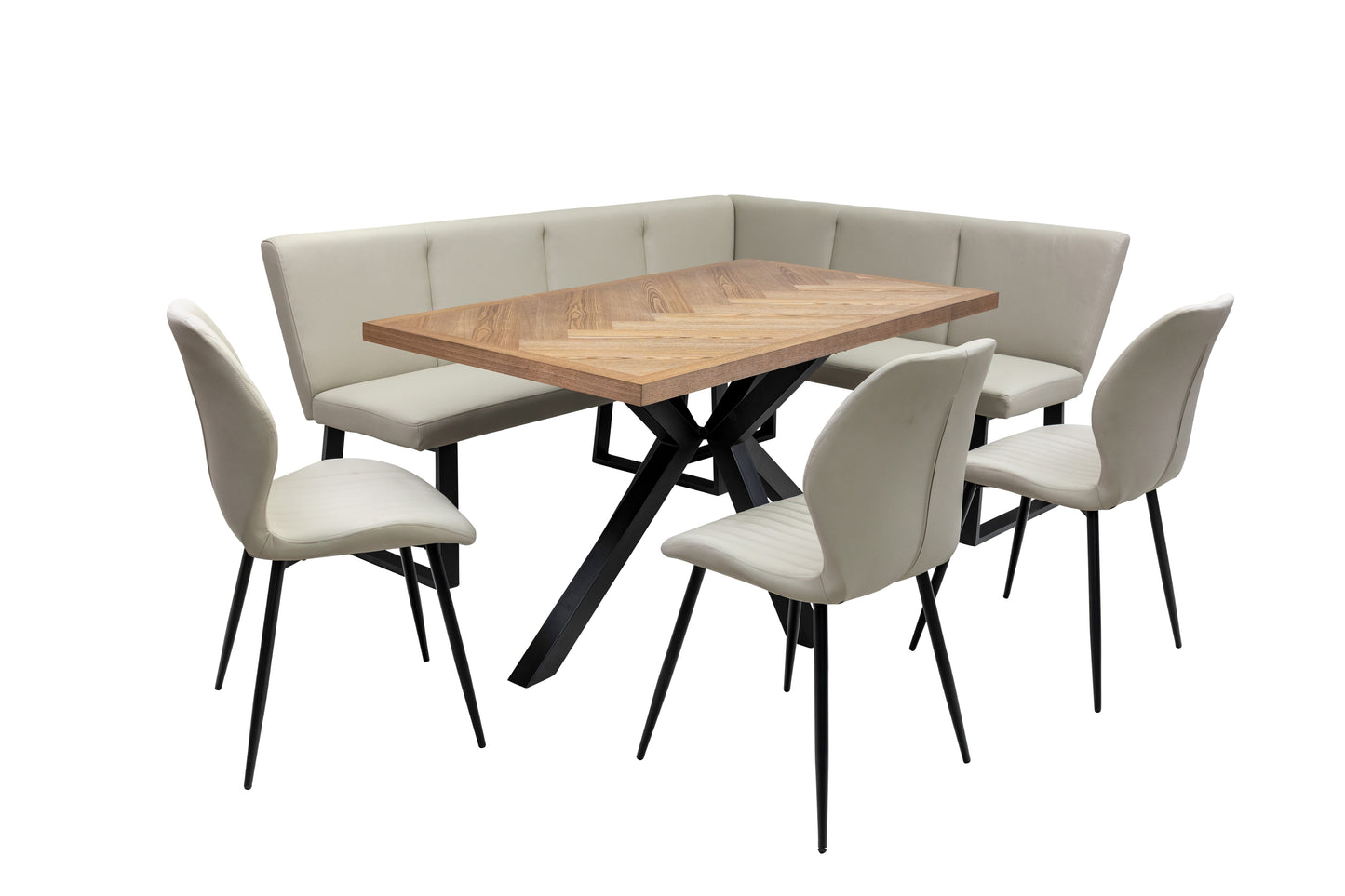 Ashford 1.4m Ash Veneer Dining Table Set + Bench & Dining Chairs