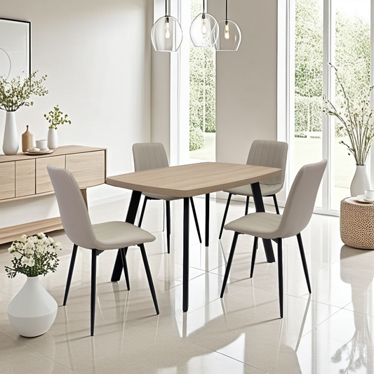 Willow 1.2m Light Oak Dining Table Set + Mason Dining Chairs
