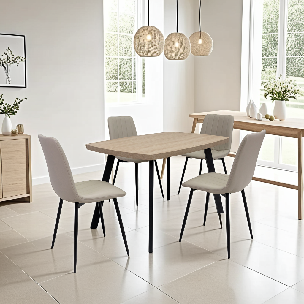 Willow 1.2m Light Oak Dining Table Set + Mason Dining Chairs