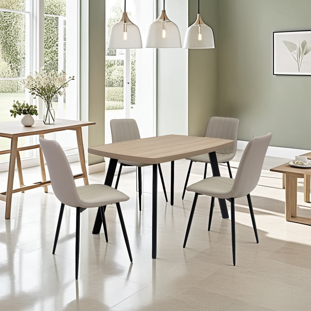 Willow 1.2m Light Oak Dining Table Set + Mason Dining Chairs
