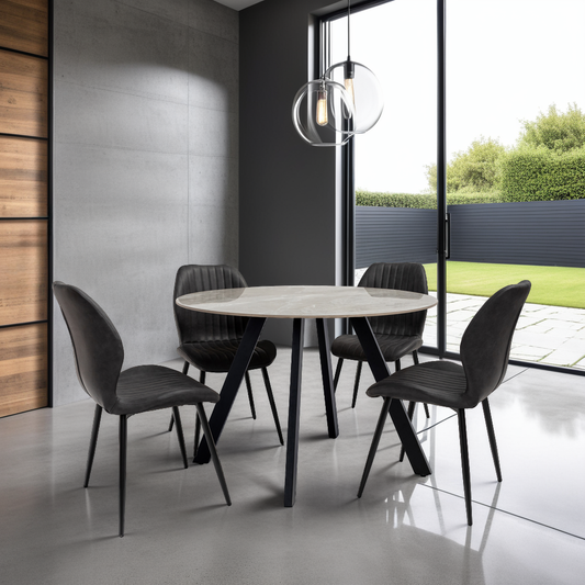 Genoa 1.1m Grey Stone Round Dining Table