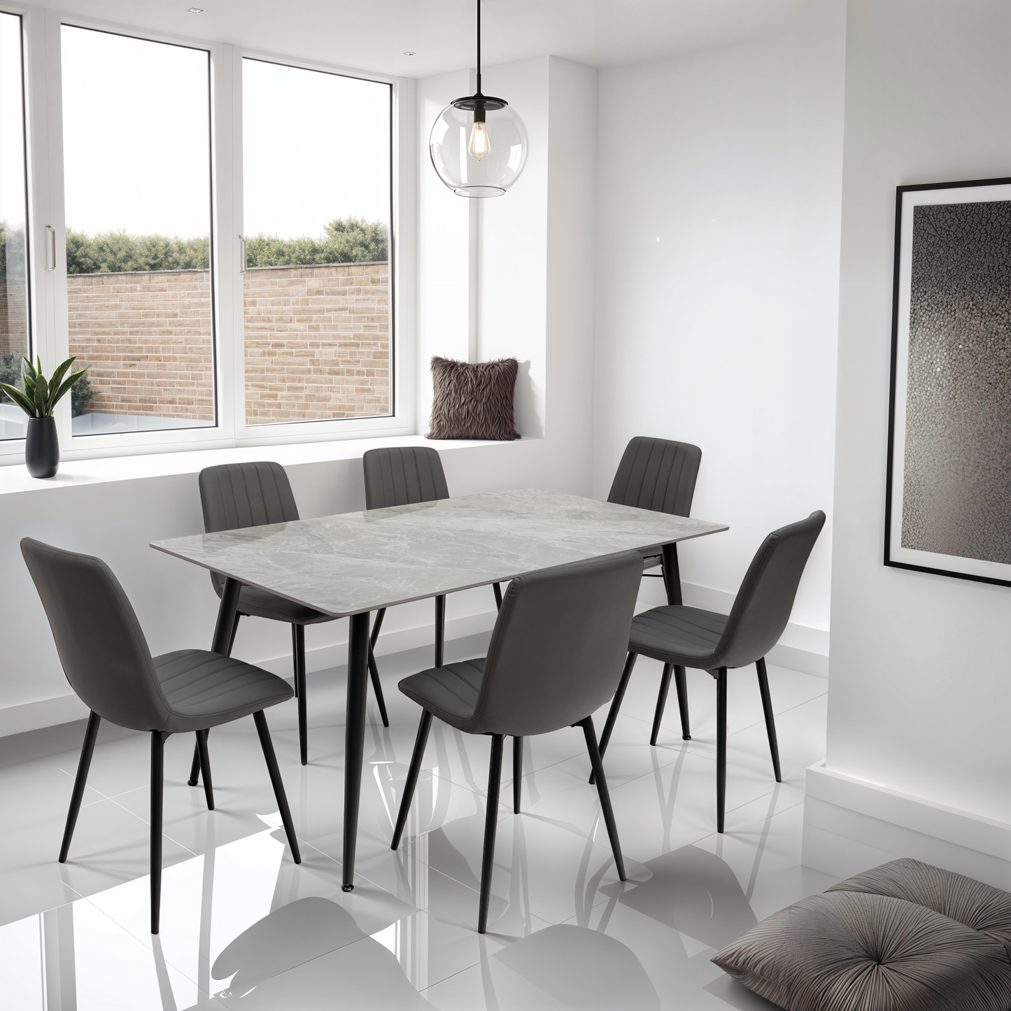 Norway 1.6m Italian Grey Sintered Stone Dining Table