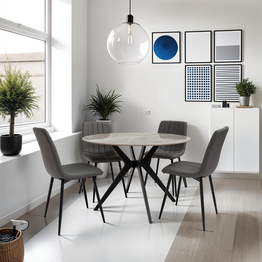 Aspen 1.1m Grey Stone Round Dining Table