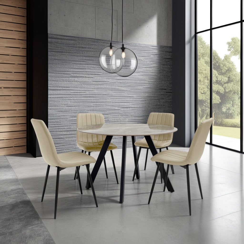Genoa 1.1m Grey Stone Round Dining Table