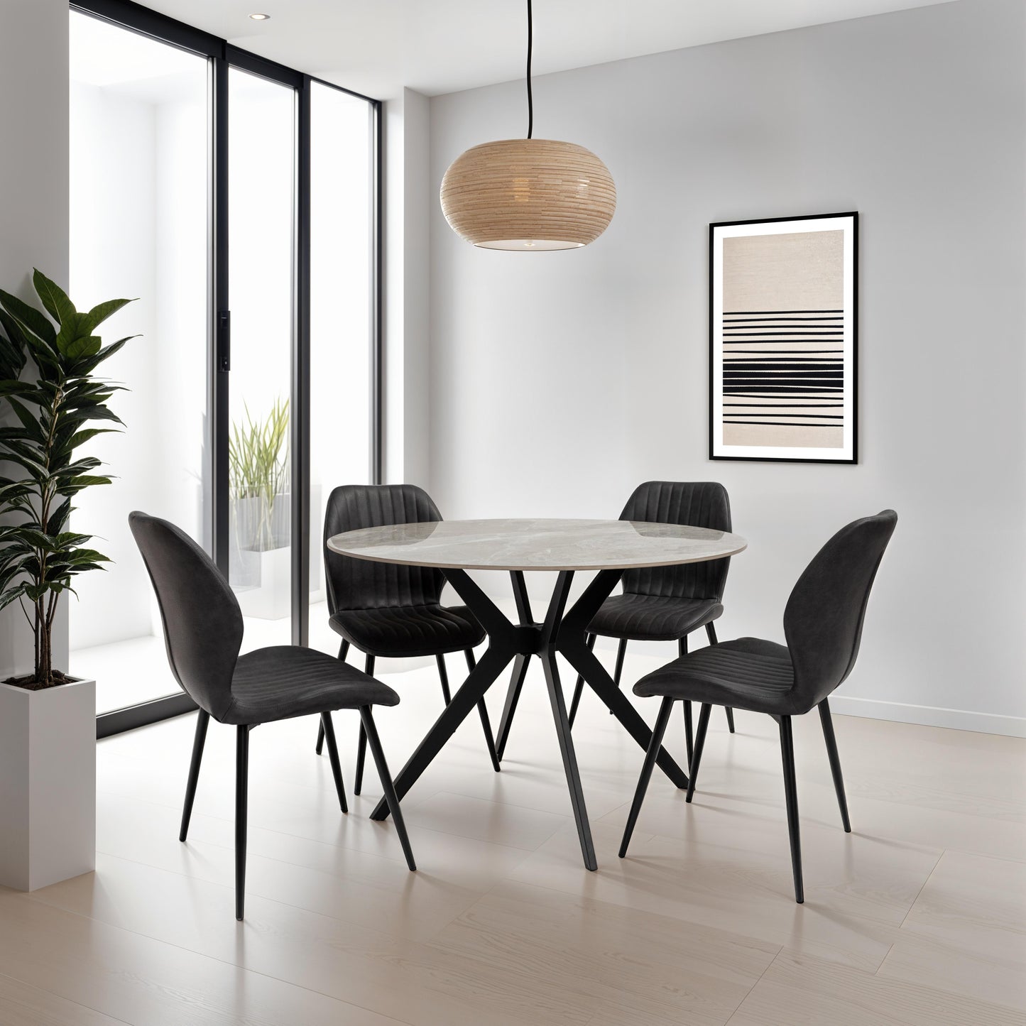 Aspen 1.1m Grey Stone Round Dining Table
