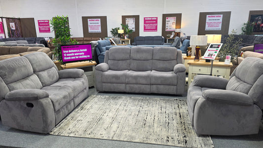 Emma Recliner Sofas - Grey Fabric