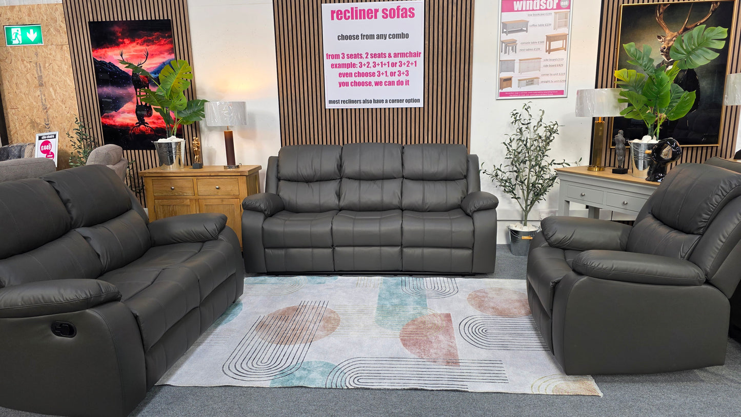 Emma Recliner Sofas - Grey Air Leather