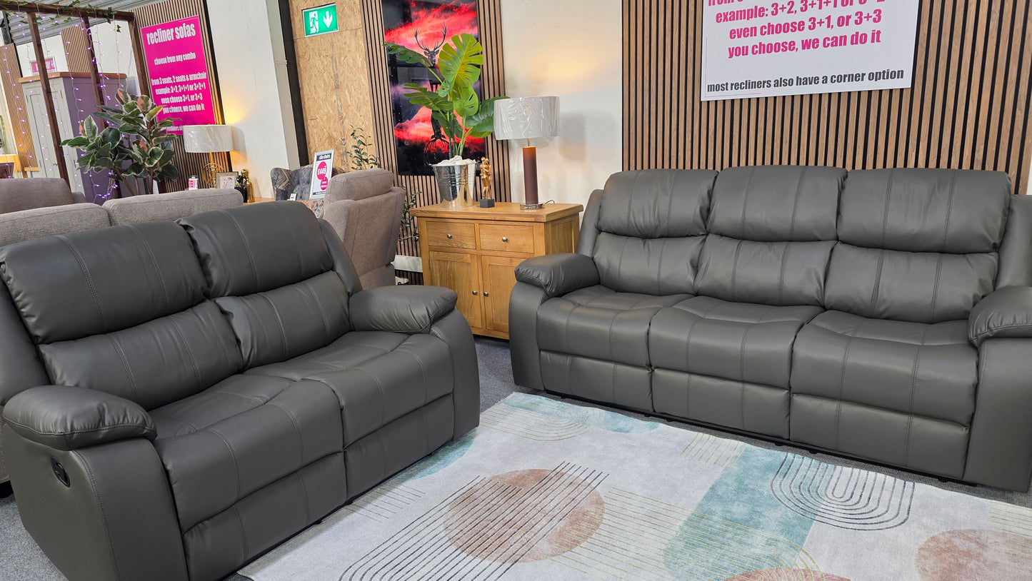 Emma Recliner Sofas - Grey Air Leather