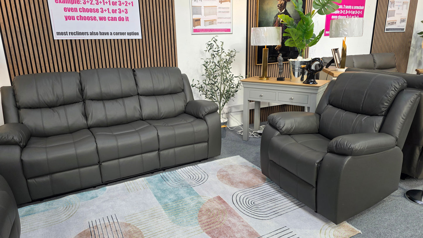 Emma Recliner Sofas - Grey Air Leather