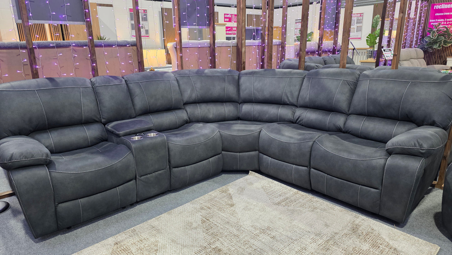 Millar Recliner Corner Sofas - Grey Fabric