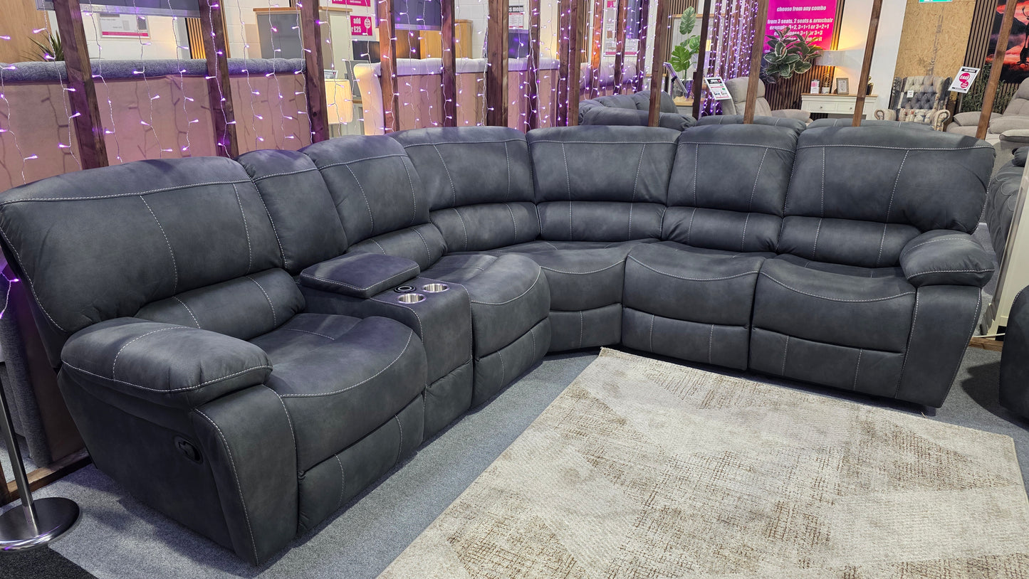 Millar Recliner Corner Sofas - Grey Fabric