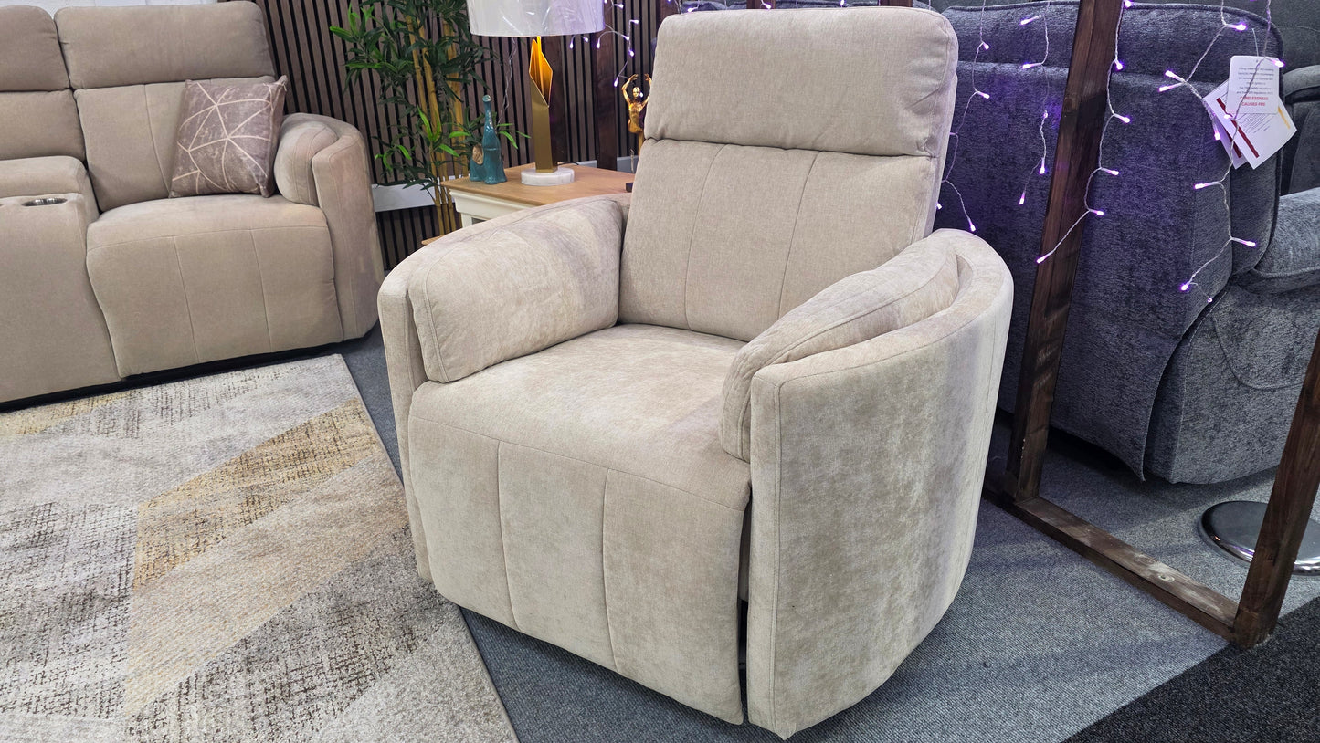 Juno Recliner Sofas - Beige Chenille Fabric