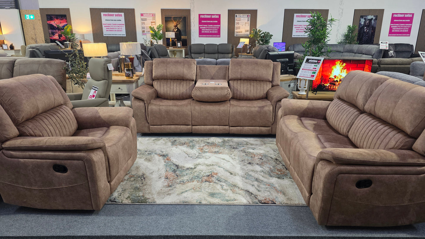 Platina Recliner Sofas Coffee Fabric