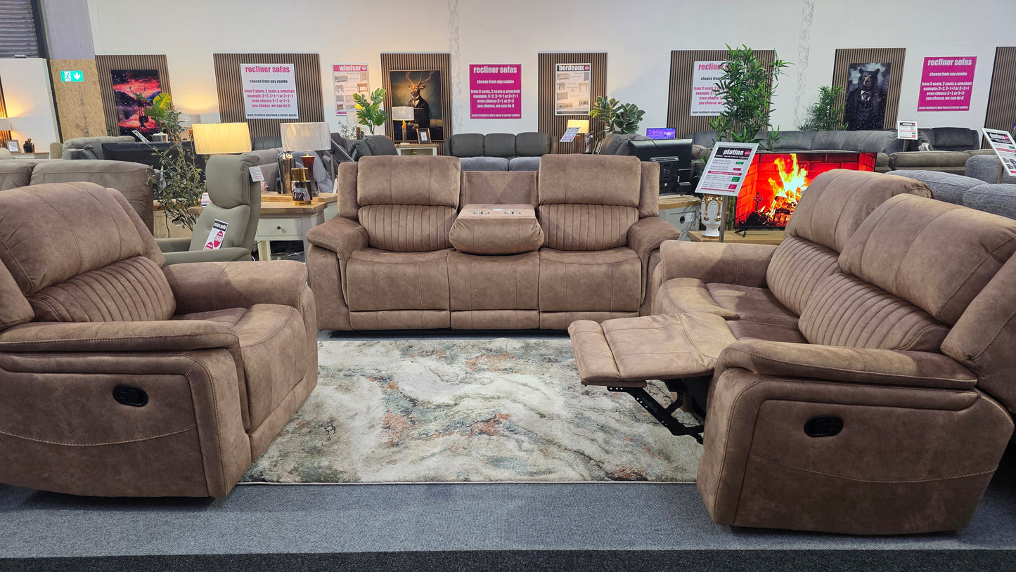 Platina Recliner Sofas Coffee Fabric