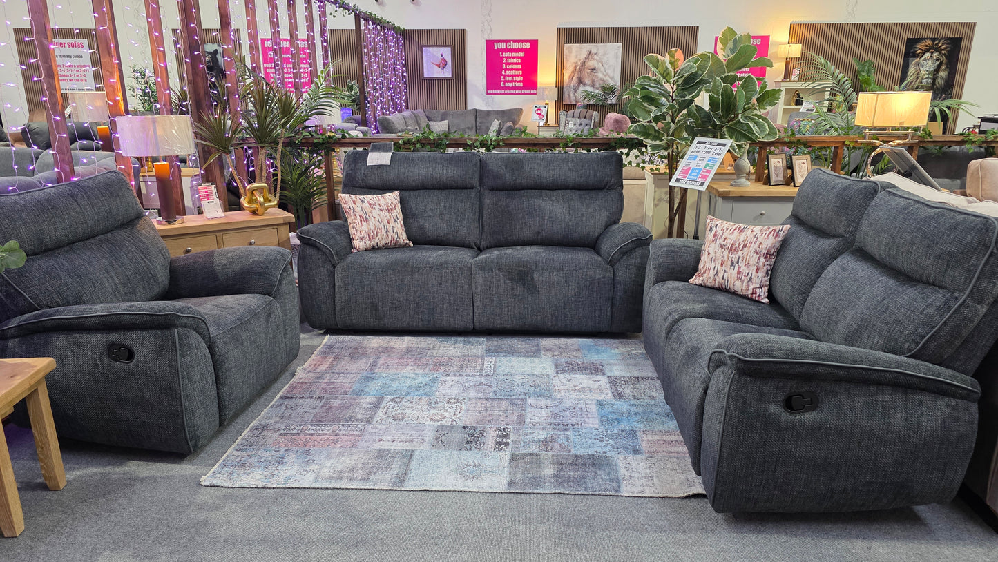 Astrid Recliner Sofas - Dark Grey Fabric