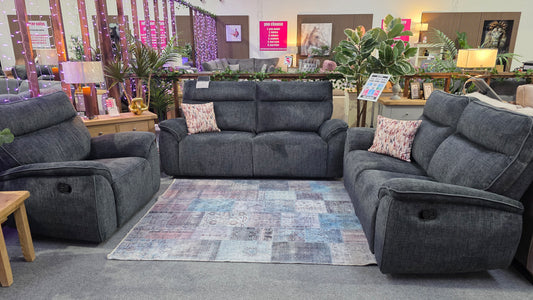 Astrid Recliner Sofas - Dark Grey Fabric