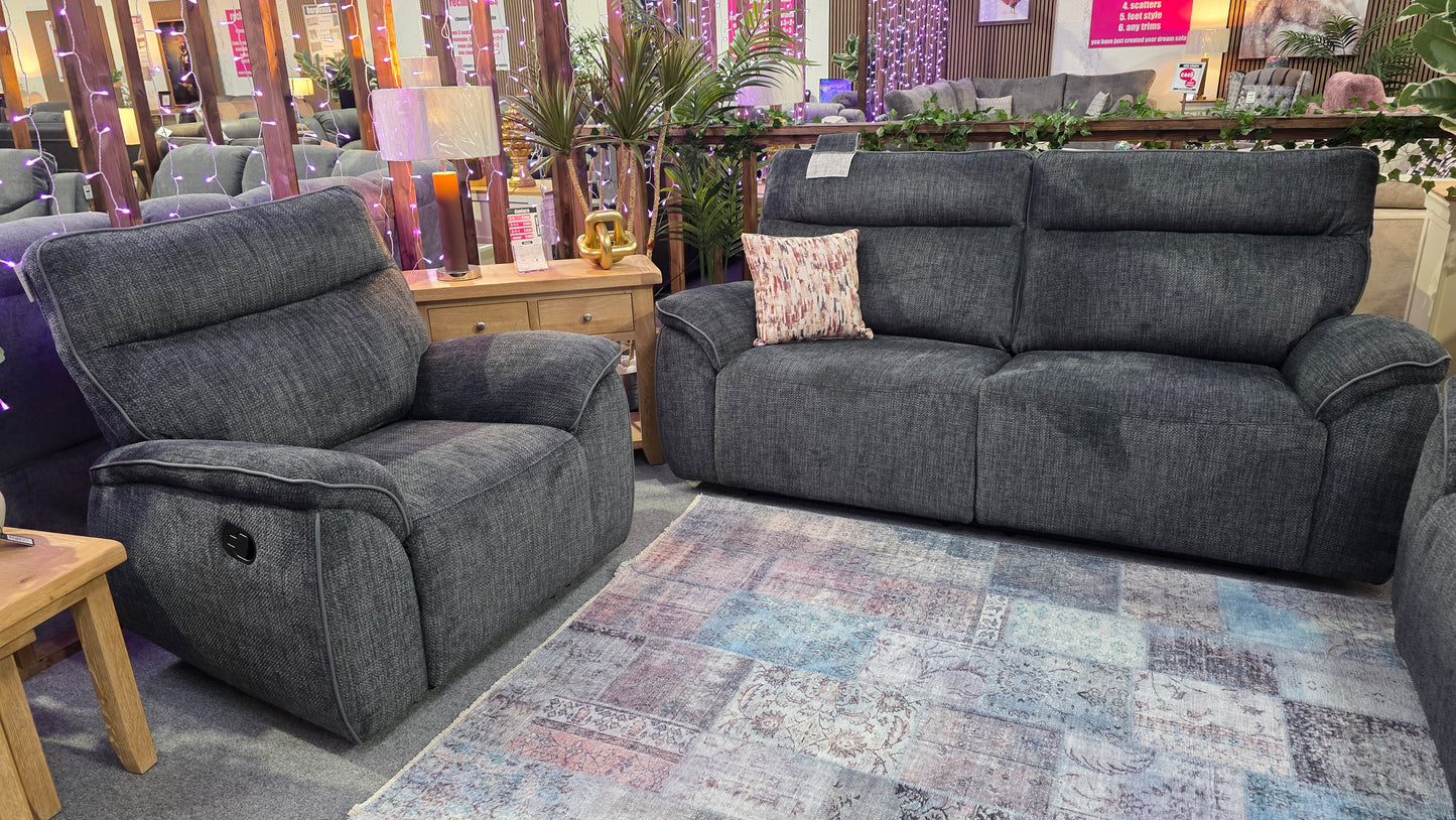Astrid Recliner Sofas - Dark Grey Fabric