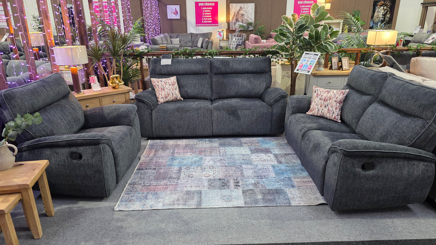 Astrid Recliner Sofas - Dark Grey Fabric